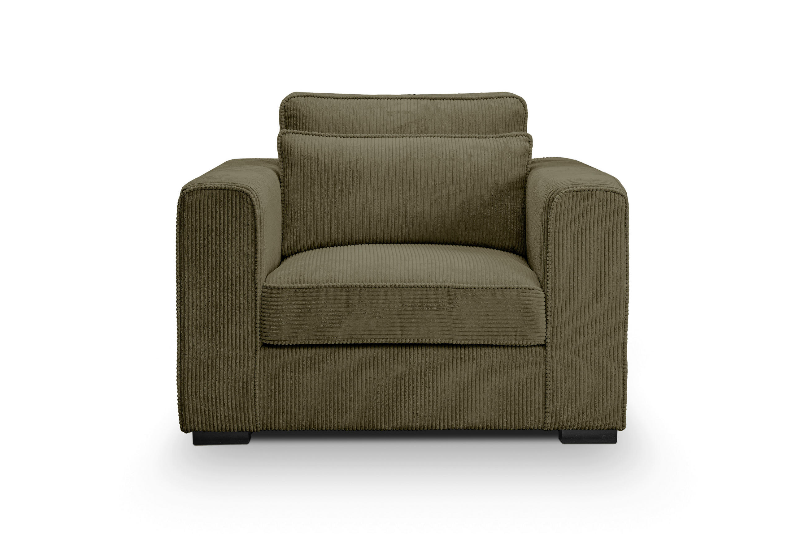 1,5-SITZER ALMERA Cord Khaki  - Khaki/Schwarz, Basics, Holz/Textil (120/92/112cm) - MID.YOU