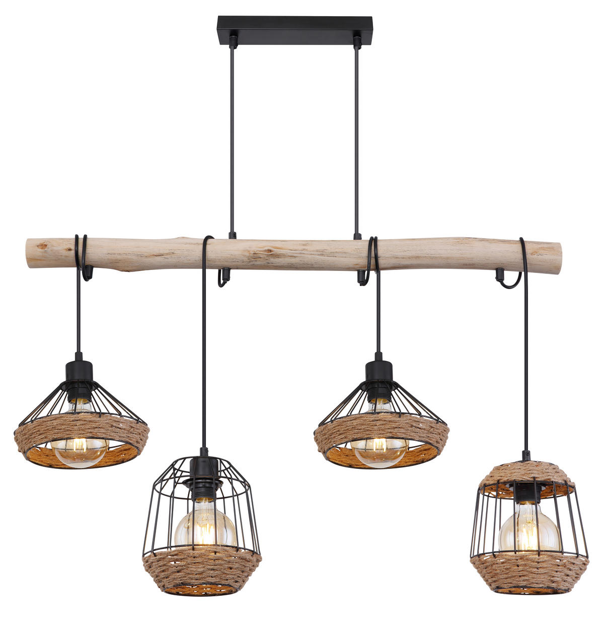 HÄNGELEUCHTE 105/21/120 cm   - Dunkelbraun/Schwarz, LIFESTYLE, Naturmaterialien/Holz (105/21/120cm) - Globo