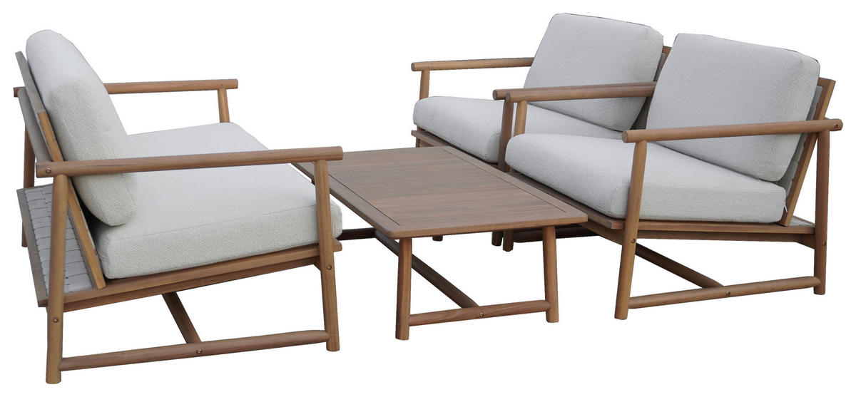 GARTENSET 4-teilig Webstoff Akaziemassiv 4-teilig  - Beige/Akaziefarben, Design, Holz/Textil (81/71/84cm) - Ambia Garden
