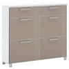 SCHUHSCHRANK Weiß, Taupe  - Taupe/Chromfarben, Design, Glas/Holzwerkstoff (121/108/31cm)
