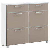 SCHUHSCHRANK Weiß, Taupe  - Taupe/Chromfarben, Design, Glas/Holzwerkstoff (121/108/31cm)