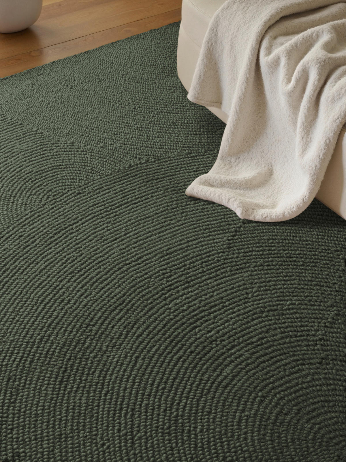 WOLLTEPPICH 160/230 cm Calmio Dunkelgrün rechteckig  - Dunkelgrün, Basics, Textil (160/230cm) - Hanse Home