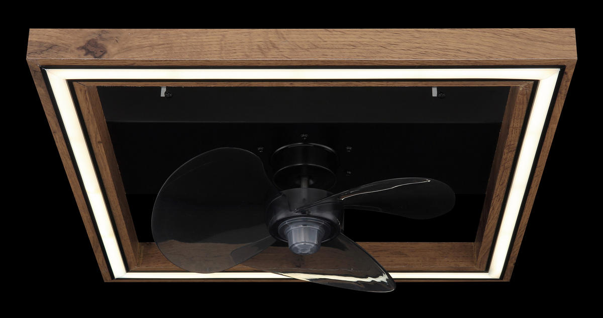STROPNÍ VENTILÁTOR, 44/44/13,5 cm - tmavě hnědá/černá, Natur, kov/kompozitní dřevo (44/44/13,5cm) - Globo