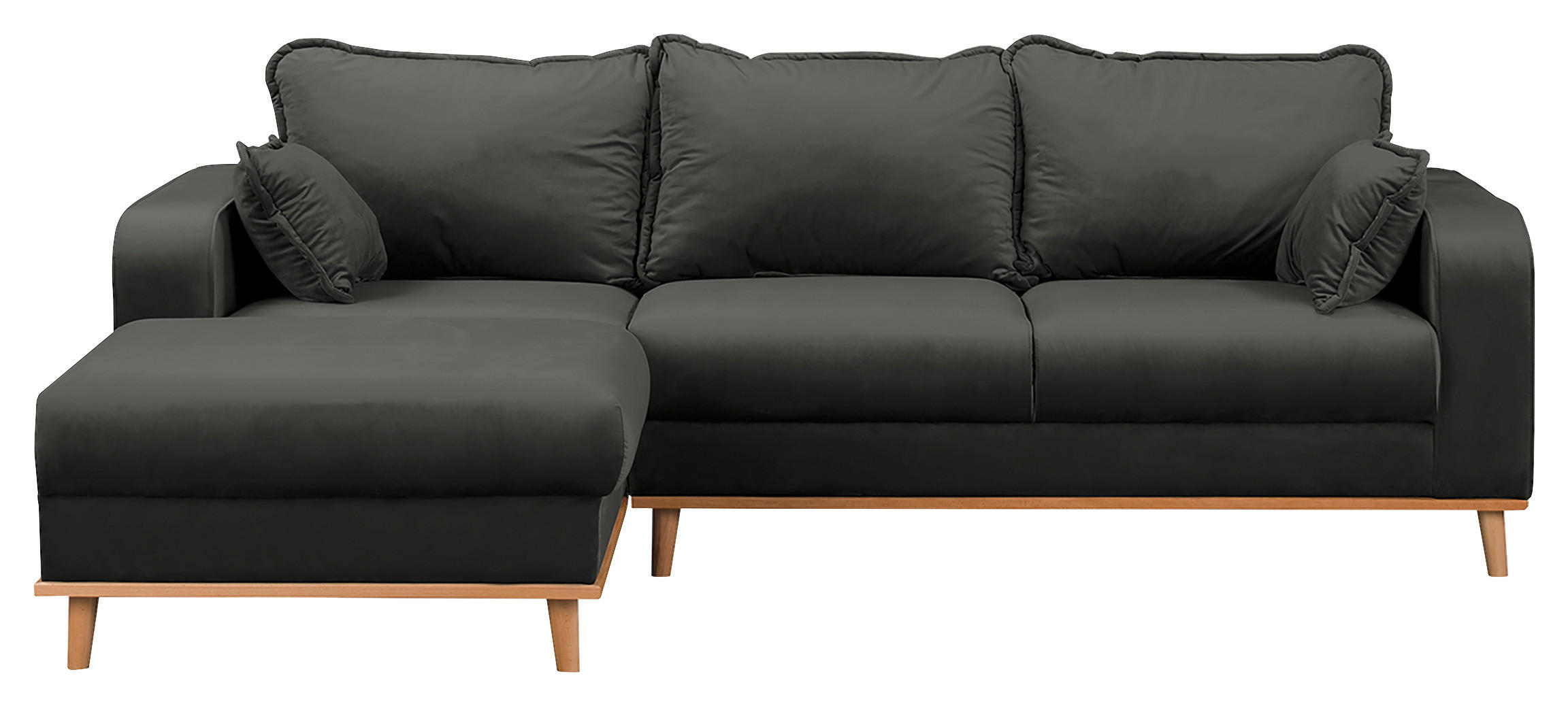 ECKSOFA Mikrofaser Dunkelgrau  - Wengefarben/Dunkelgrau, Design, Holz/Textil (150/230cm) - Livetastic
