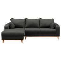 ECKSOFA Mikrofaser Dunkelgrau  - Wengefarben/Dunkelgrau, Design, Holz/Textil (150/230cm) - Livetastic