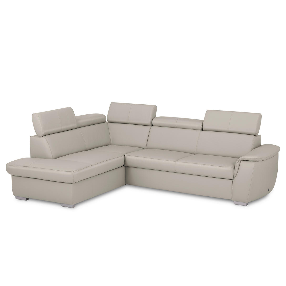 WOHNLANDSCHAFT  in Kombination Echtleder/Lederlook Platinfarben  - Platinfarben/Grau, Leder/Metall (211/262cm) - Celina Home