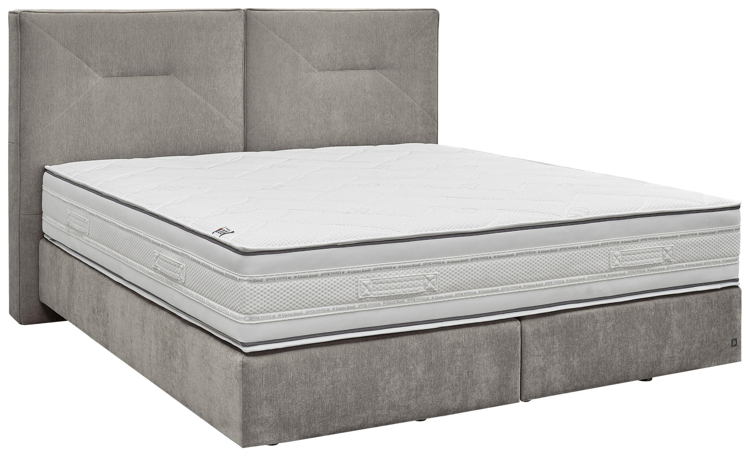 BOXSPRINGBETT 180/200 cm,  in Hellgrau, Matratze, H3 + H3 = fest  - Hellgrau/Schwarz, Design, Kunststoff/Textil (180/200cm) - Dieter Knoll
