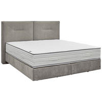 BOXSPRINGBETT 200/200 cm,  in Hellgrau, Matratze, H3 + H3 = fest  - Hellgrau/Schwarz, Design, Kunststoff/Textil (200/200cm) - Dieter Knoll