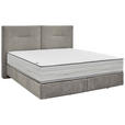BOXSPRINGBETT 160/200 cm,  in Hellgrau, Matratze, H3 + H3 = fest  - Hellgrau/Schwarz, Design, Kunststoff/Textil (160/200cm) - Dieter Knoll