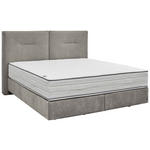 BOXSPRINGBETT 180/200 cm,  in Hellgrau, Matratze, unterschiedliche Matratzenhärtegrade je Bettseite, H3 + H4 = fest + sehr fest  - Hellgrau/Schwarz, Design, Kunststoff/Textil (180/200cm) - Dieter Knoll