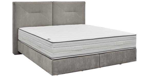 BOXSPRINGBETT 160/200 cm,  in Hellgrau, Matratze, H3 + H3 = fest  - Hellgrau/Schwarz, Design, Kunststoff/Textil (160/200cm) - Dieter Knoll