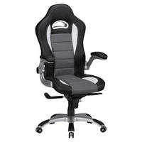 GAMINGSTUHL  in Lederlook, Webstoff Grau, Schwarz  - Alufarben/Schwarz, Modern, Kunststoff/Textil (70/120/70cm) - MID.YOU