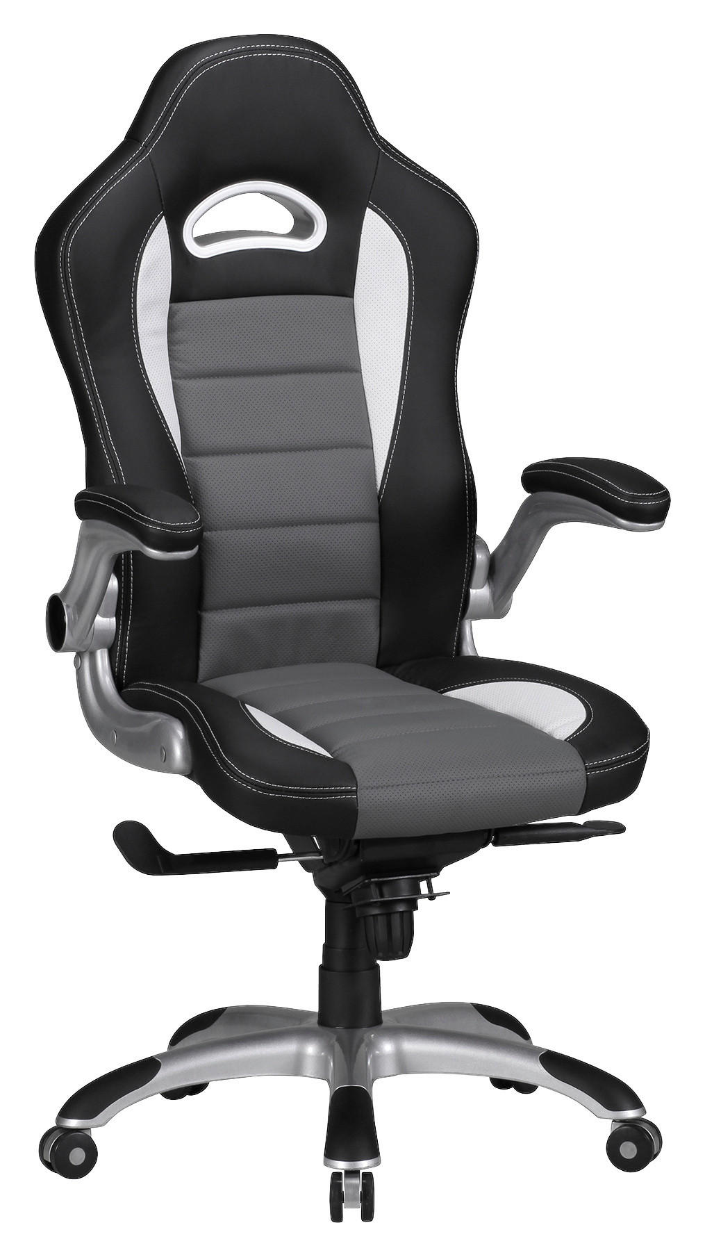 MID.YOU HERNÁ STOLIČKA, kožený vzhľad, tkaná textília, sivá, čierna