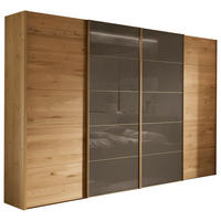 SCHWEBETÜRENSCHRANK 330/236/67 cm 4-türig Braun, Eiche Bianco  - Eiche Bianco/Braun, KONVENTIONELL, Glas/Holz (330/236/67cm) - Linea Natura