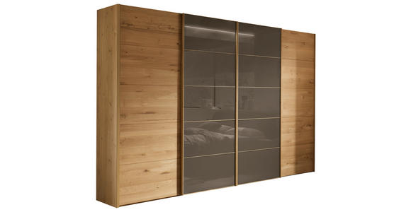SCHWEBETÜRENSCHRANK  in Braun, Eiche Bianco  - Eiche Bianco/Braun, KONVENTIONELL, Glas/Holz (330/236/67cm) - Linea Natura