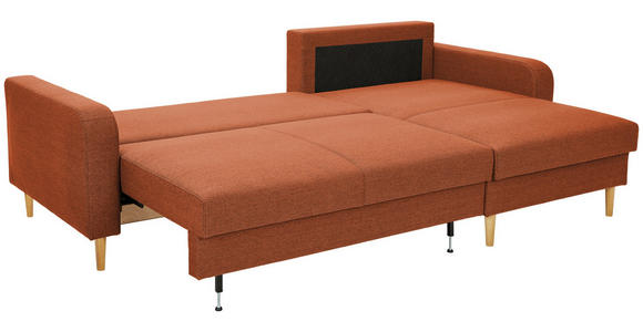 ECKSOFA in Flachgewebe Rostfarben - Rostfarben/Eiche Wotan, KONVENTIONELL, Holz/Textil (255/157cm) - Carryhome