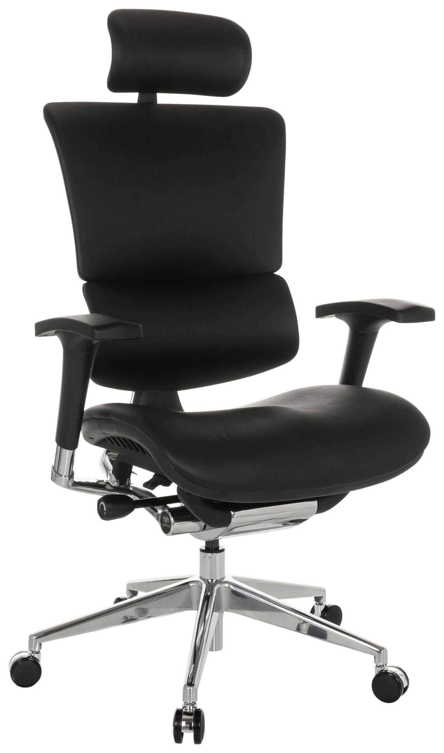 DREHSTUHL Schwarz  - Silberfarben/Schwarz, Basics, Leder/Kunststoff (70/124-146/67cm) - MID.YOU