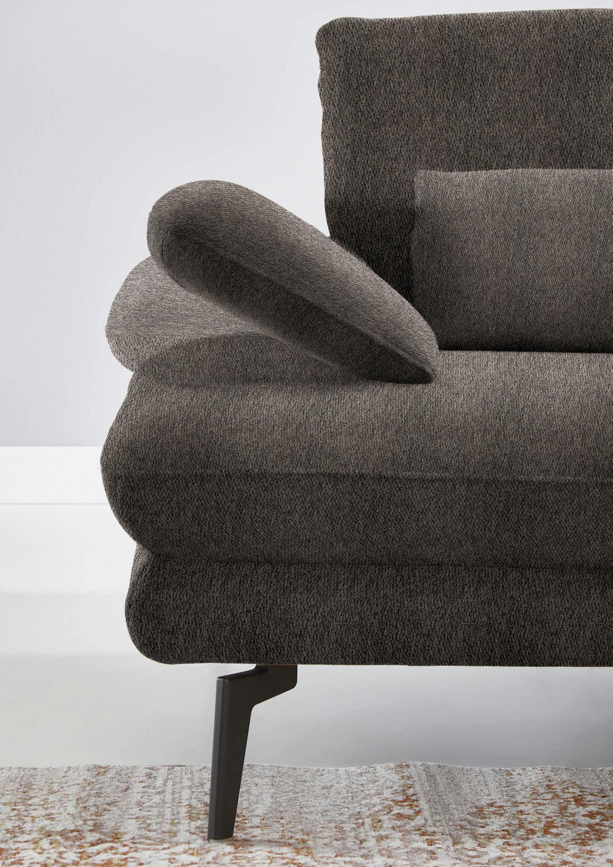 ECKSOFA in Chenille Fango  - Fango/Schwarz, Design, Textil/Metall (310/180cm) - Dieter Knoll