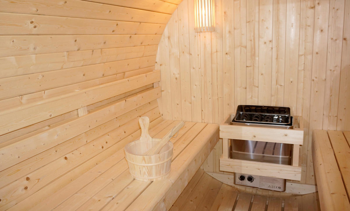 SAUNAFASS für 6 Personen TROMSÖ XL  - Fichtefarben, KONVENTIONELL, Glas/Holz (189/220/191,5cm) - Sanotechnik