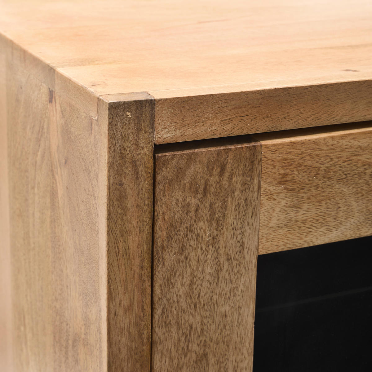 VITRINE in furniert, massiv Mangoholz   - Schwarz/Naturfarben, KONVENTIONELL, Glas/Holz (56/184/42cm) - Livetastic