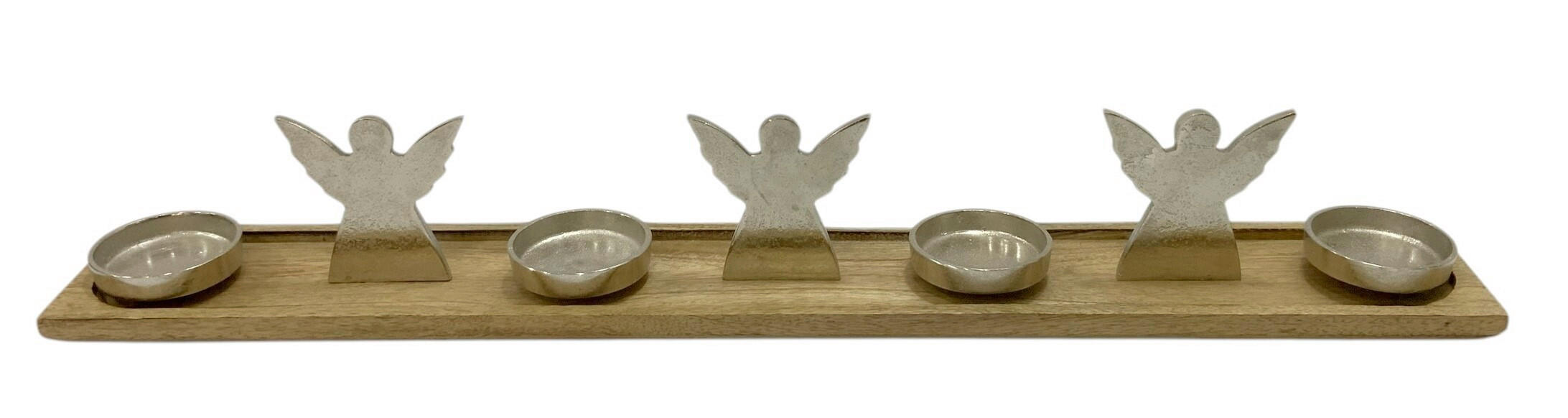 ADVENTSKERZENHALTER  - Silberfarben/Braun, LIFESTYLE, Holz/Metall (76/10/12cm) - X-Mas