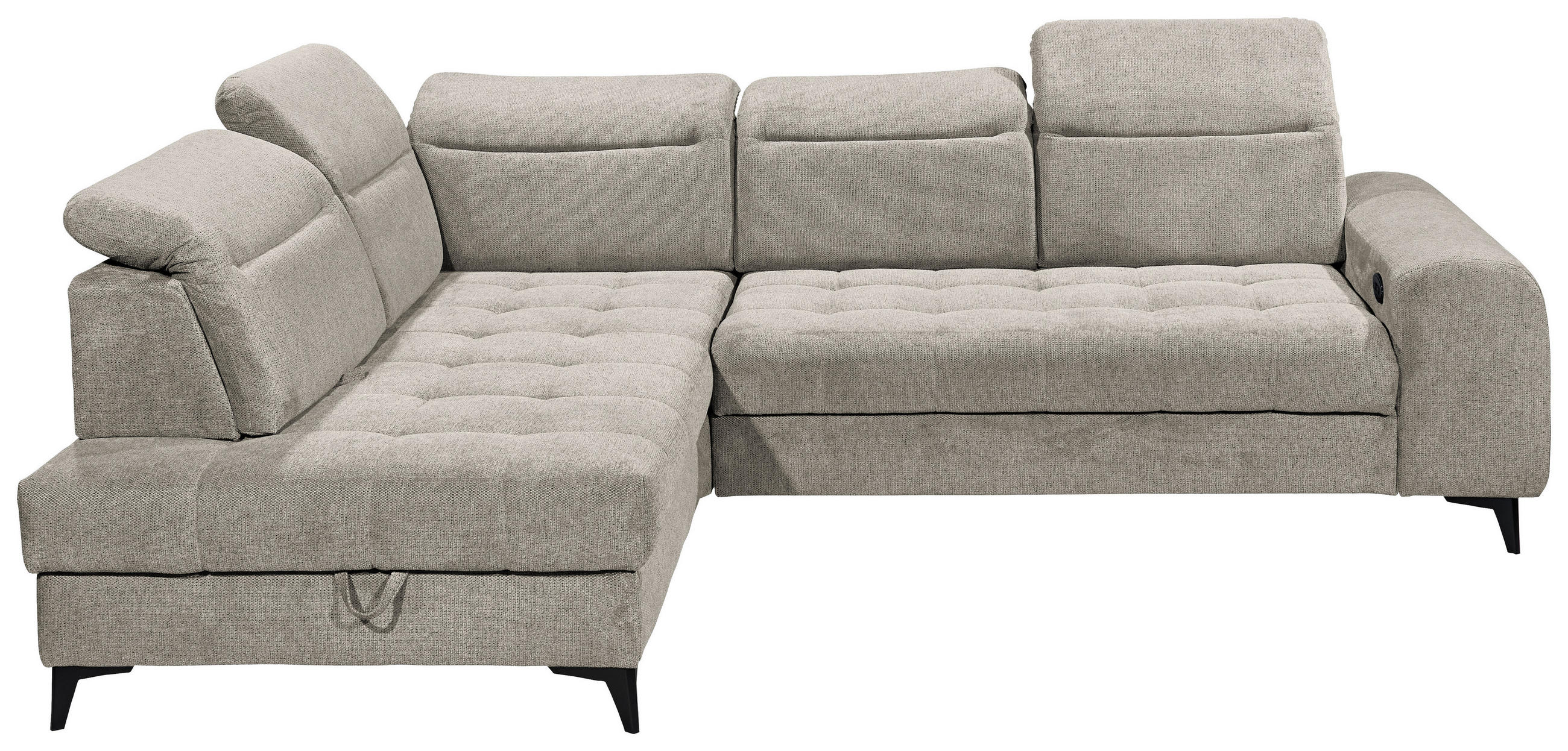 ECKSOFA in Webstoff Grau  - Schwarz/Grau, Konventionell, Kunststoff/Textil (200/282cm) - MID.YOU