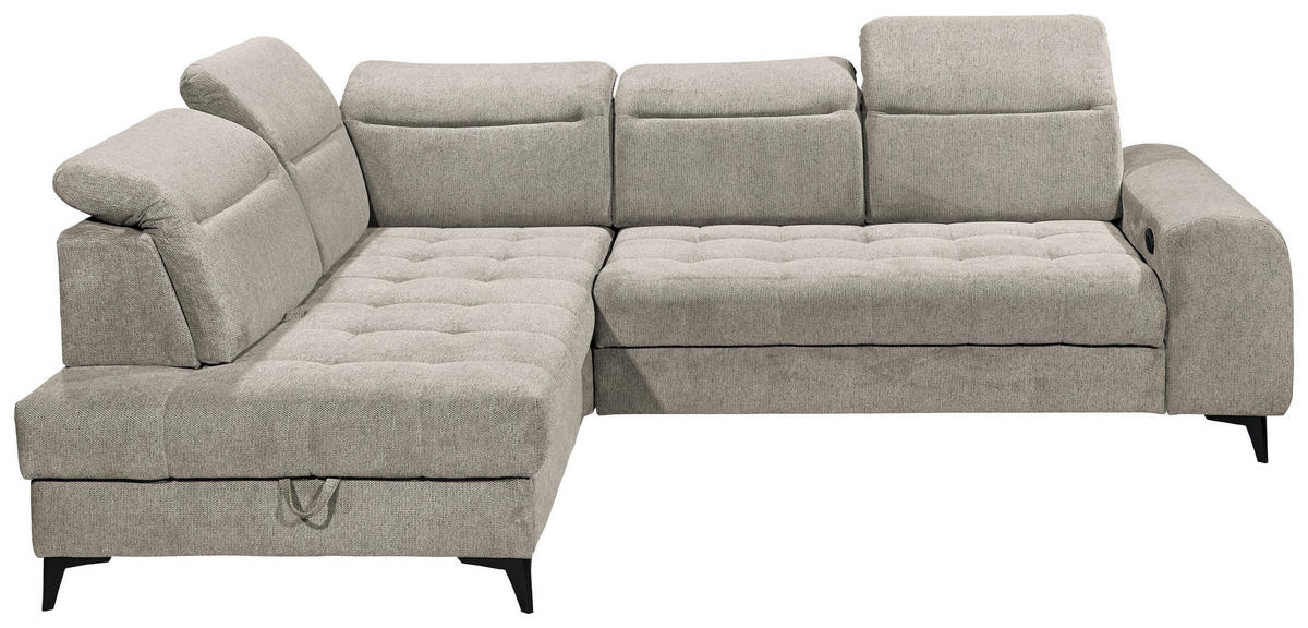 ECKSOFA in Webstoff Grau  - Schwarz/Grau, Konventionell, Kunststoff/Textil (200/282cm) - MID.YOU