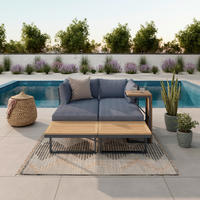 LOUNGEGARNITUR Teakholz Hartholz Aluminium, Edelstahl  - Teakfarben, MODERN, Holz/Metall (56/70/60cm) - Ambia Garden
