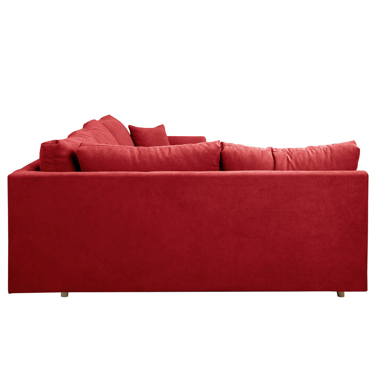 ECKSOFA Ariella in Mikrofaser Rot  161/231 cm  - Rot/Naturfarben, Design, Holz/Textil (161/231cm) - Livetastic