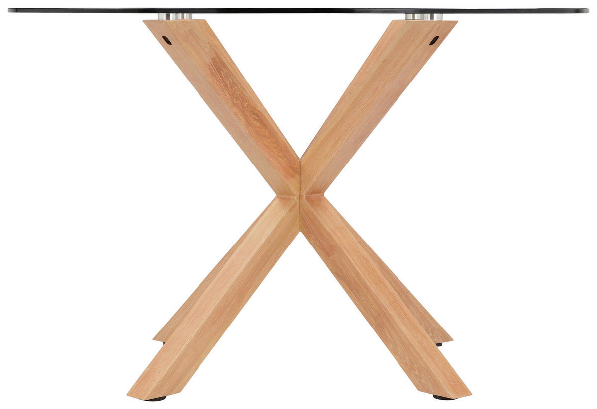 ESSTISCH  Metall, Glas rund Klar, Eichefarben  - Klar/Eichefarben, MODERN, Glas/Metall (119/75,5cm) - P & B
