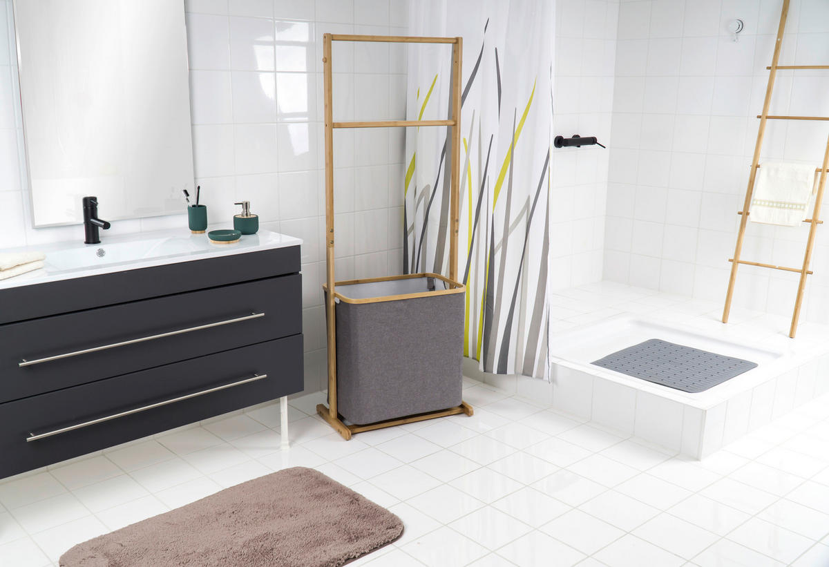 WÄSCHEKORB - Grau, Basics, Holz/Textil (57,5/154/33cm) - Sadena