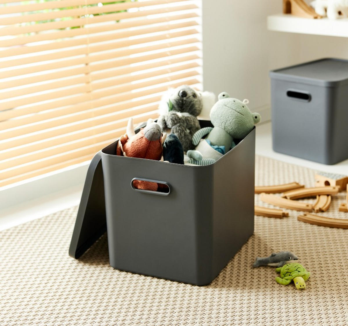AUFBEWAHRUNGSBOX    37/29/29,5 cm  - Schwarz, KONVENTIONELL, Kunststoff (37/29/29,5cm) - Rotho