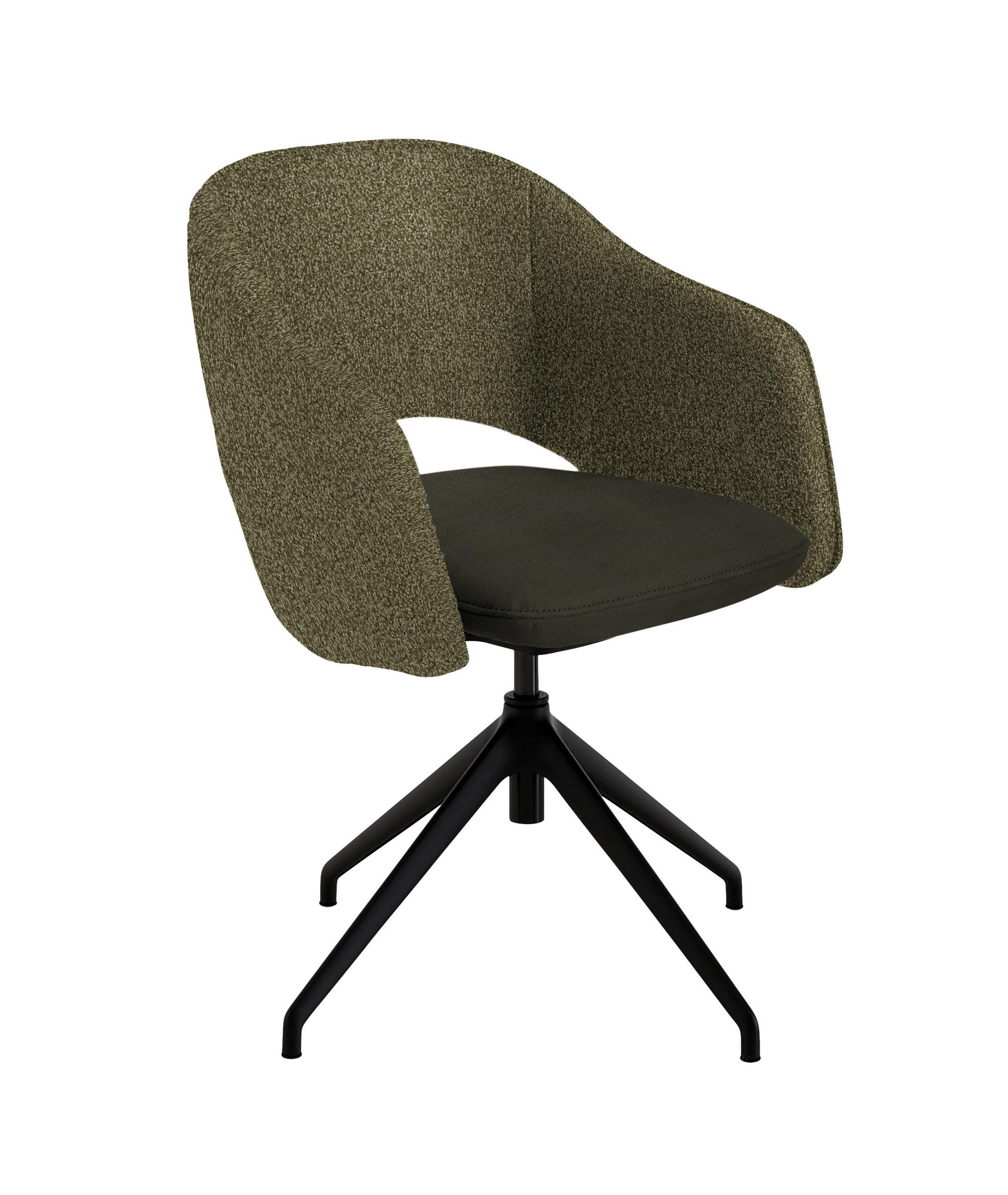 ARMLEHNSTUHL  Stoffauswahl, Wippfunktion, Sitzfläche 360° drehbar, gepolsterte Armlehnen Flachgewebe  - Waldgrün/Schwarz, Design, Textil/Metall (63/74-90/57-73cm) - Koinor