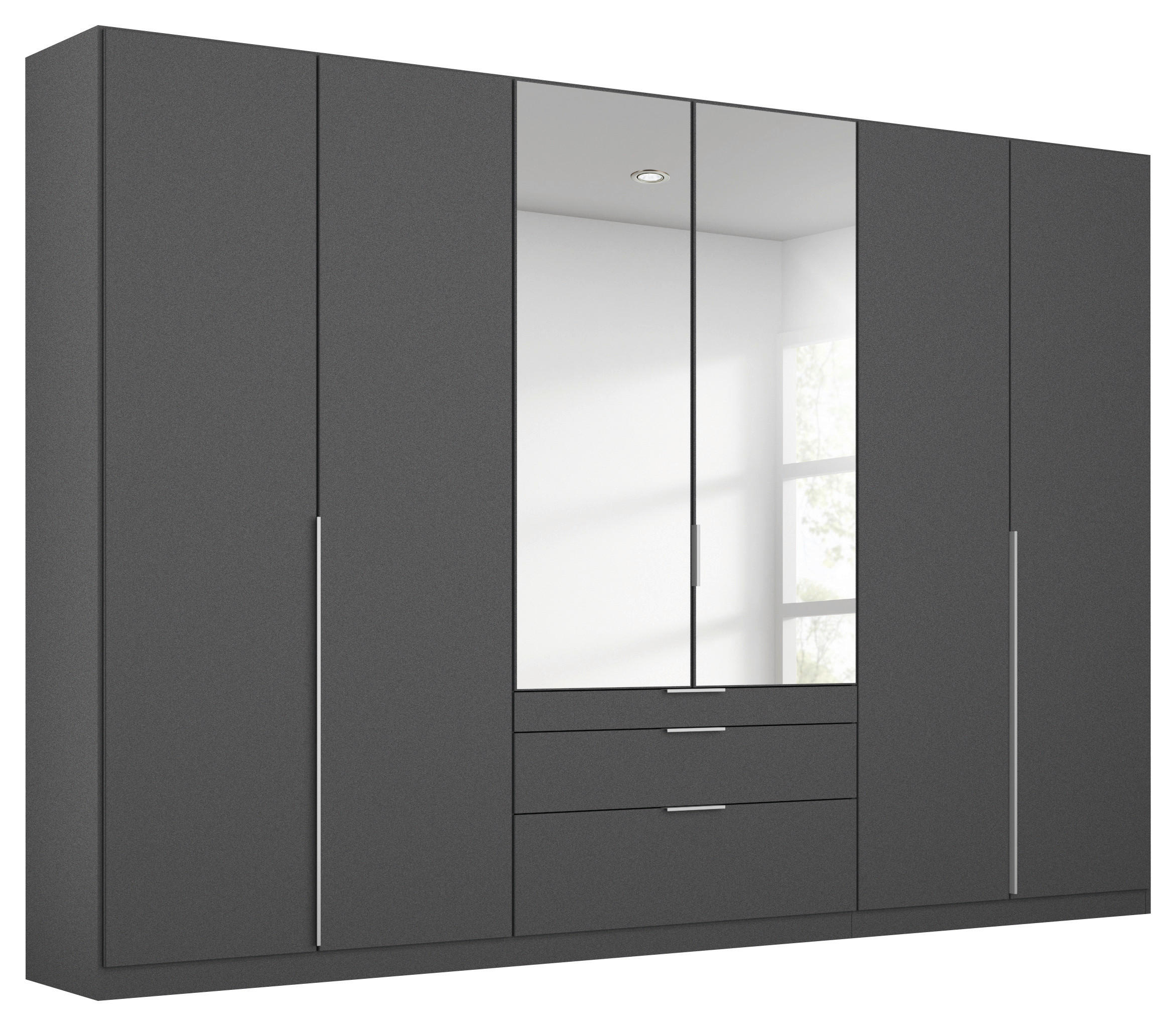 DREHTÜRENSCHRANK in Grau, Silberfarben  - Silberfarben/Alufarben, Modern, Holzwerkstoff/Metall (271/229/54cm) - Rauch Möbel