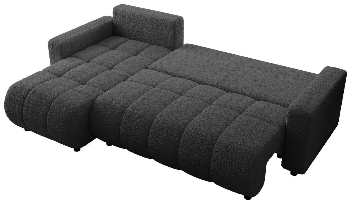 ECKSOFA  in Bouclé Dunkelgrau  - Dunkelgrau/Schwarz, MODERN, Kunststoff/Textil (150/240cm) - Carryhome