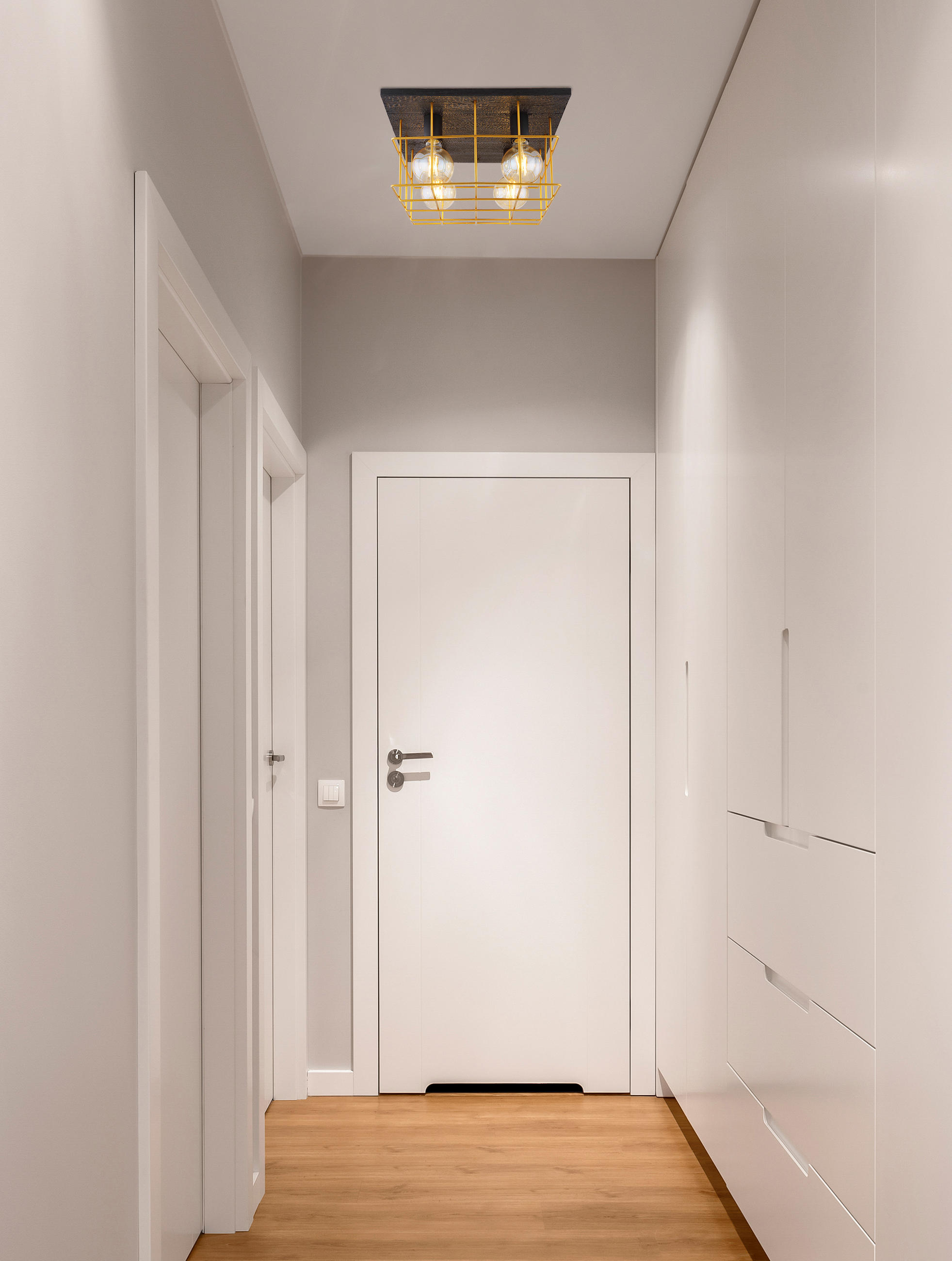 TAKLAMPA 40/40/26 cm  - svart/guldfärgad, Natur, metall/trä (40/40/26cm) - Globo
