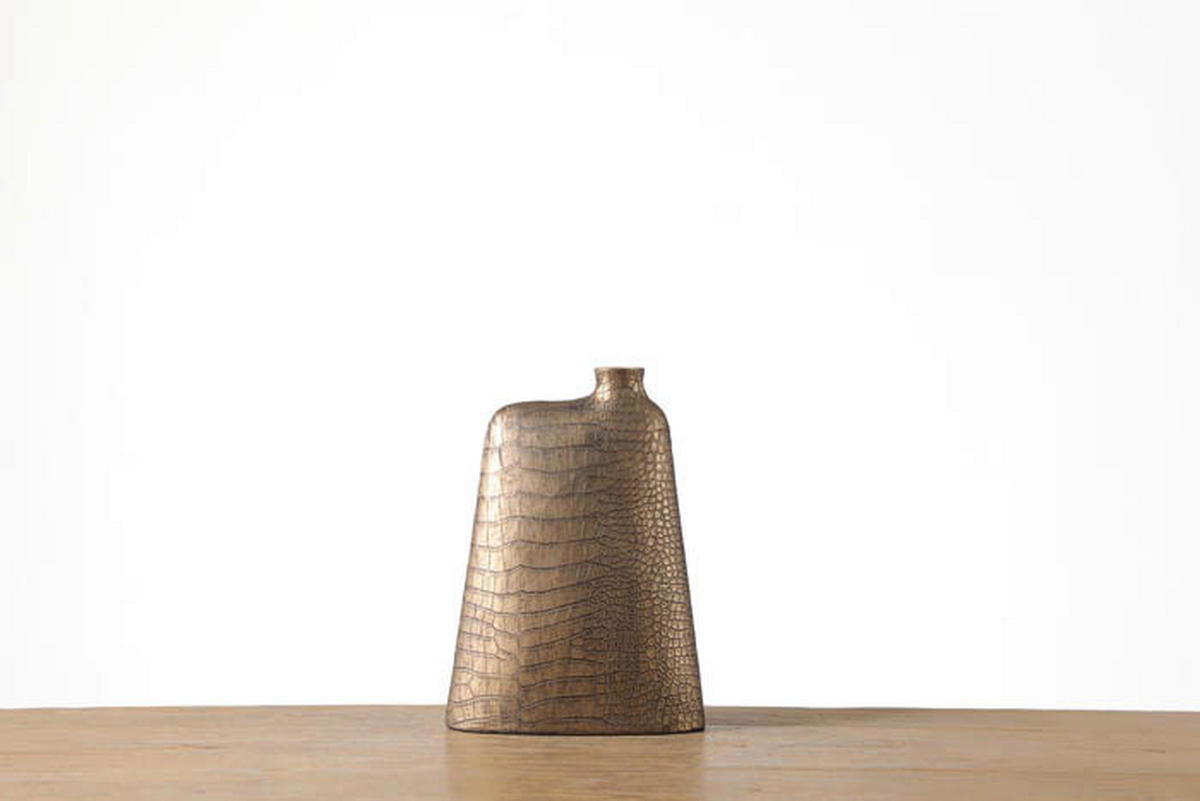 VÁZA  - sötétbarna/arany, Design, műanyag (30/7/22cm)