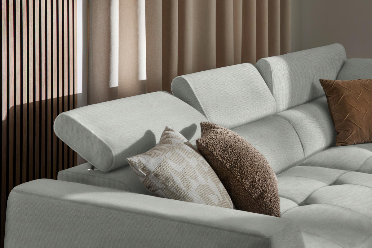 ECKSOFA in Struktur Silberfarben  - Silberfarben/Schwarz, Design, Kunststoff/Textil (284/205cm) - MID.YOU