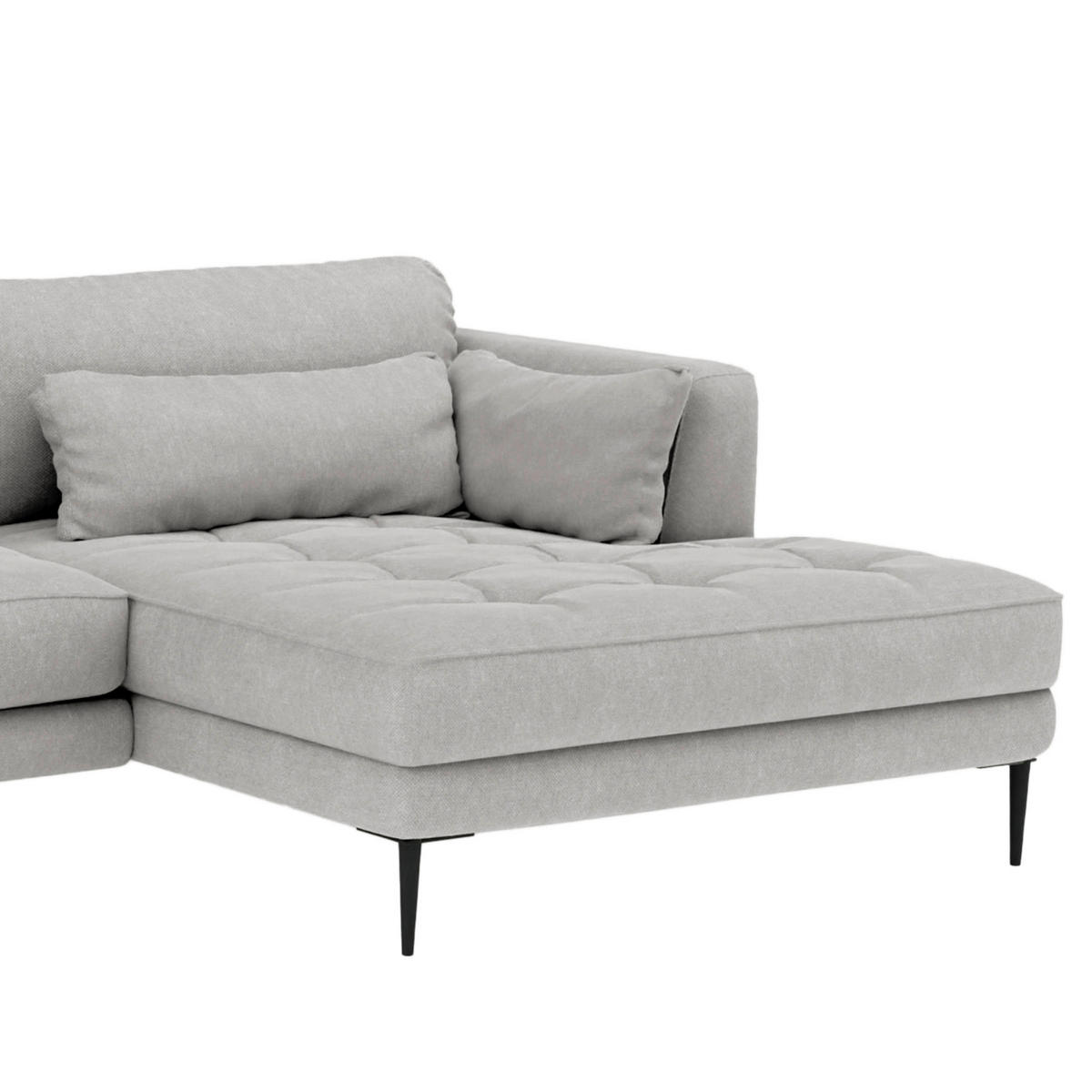 ECKSOFA Grau Struktur  - Schwarz/Grau, Design, Textil/Metall (168/275cm) - home24