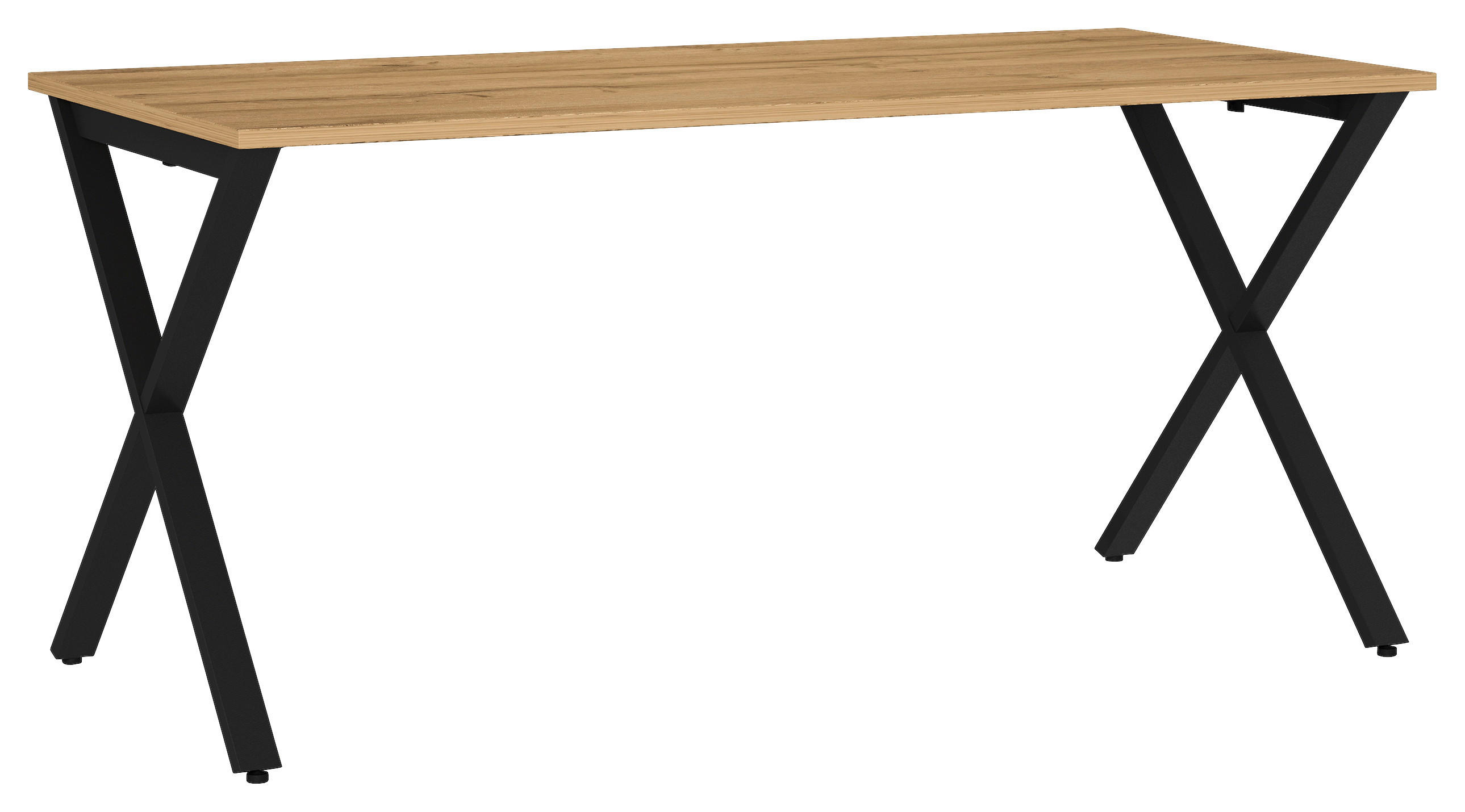 SCHREIBTISCH 160/80/75 cm Schwarz, Eichefarben in verschiedenen Holz-Dekoren erhältlich, justierbare Füße  - Eichefarben/Schwarz, MODERN, Holzwerkstoff/Metall (160/80/75cm) - Novel