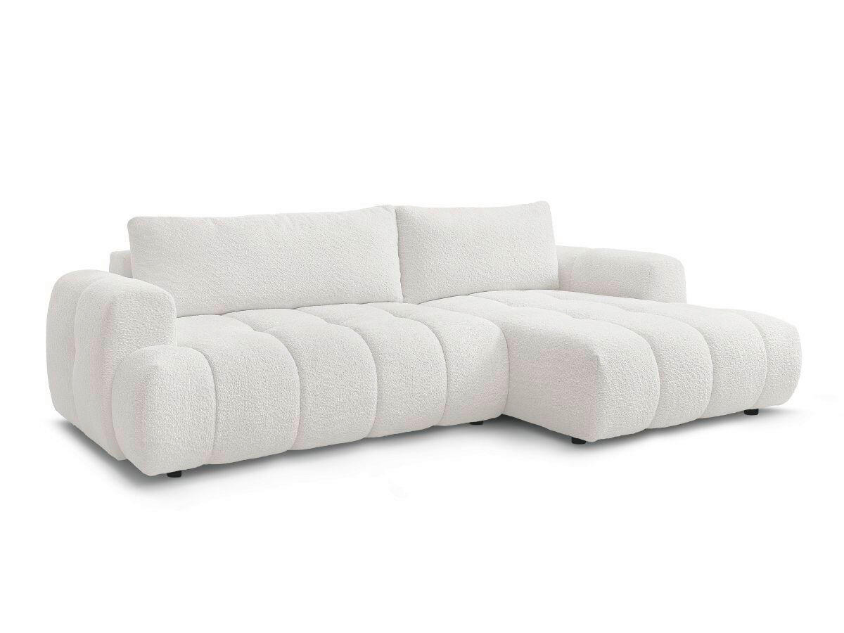 ECKSCHLAFSOFA FUJI Bouclé Weiß  inkl.  - Schwarz/Weiß, MODERN, Kunststoff/Textil (292/160cm)