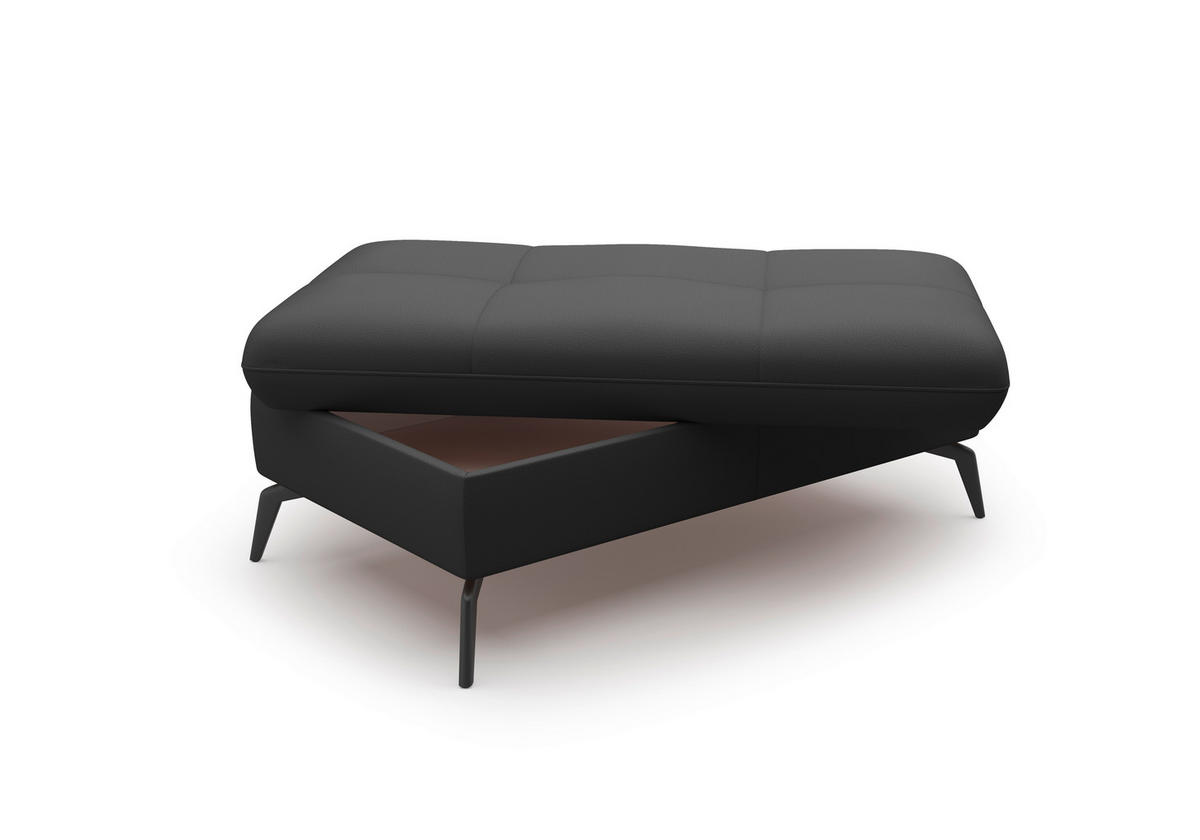 HOCKER in Leder Schwarz  - Schwarz, Konventionell, Leder/Metall (102/47/69cm) - Sit & More