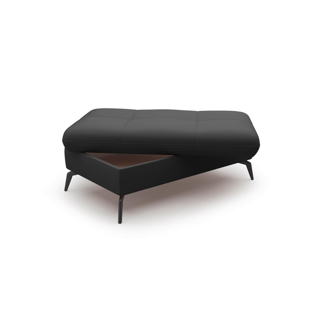 Thumbnail - Sit & More Hocker, Schwarz, Leder, Echtleder, Nappaleder, Füllung: Schaumstoff, rechteckig, 102x47x69 cm, Goldenes M, Ma...