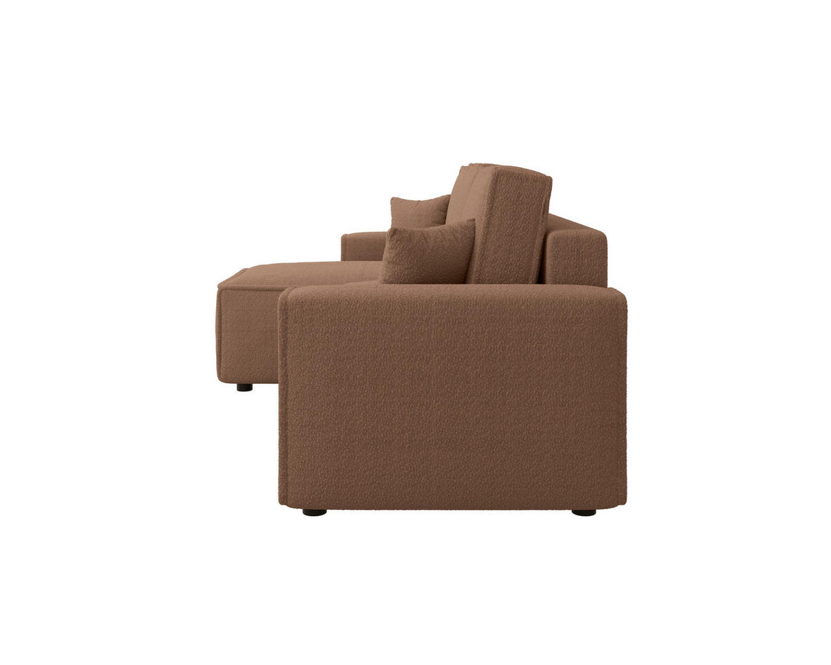 ECKSOFA Rostfarben Bouclé Zierkissen, Rückenkissen, Bettkasten, Schlaffunktion, Rücken echt, Liegefläche im Originalstoff  - Rostfarben/Schwarz, MODERN, Kunststoff/Textil (143/232cm) - Carryhome