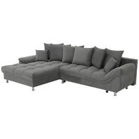 ECKSOFA ERICE Dunkelgrau Flachgewebe, Mikrofaser  - Chromfarben/Dunkelgrau, Design, Kunststoff/Textil (198/312cm) - Livetastic