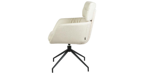 ARMLEHNSTUHL  Stoffauswahl, Sitzfläche 360° drehbar, automatische Rückholfunktion Webstoff  Schwarz, Beige  - Beige/Schwarz, Design, Textil/Metall (62/92/66cm) - Dieter Knoll