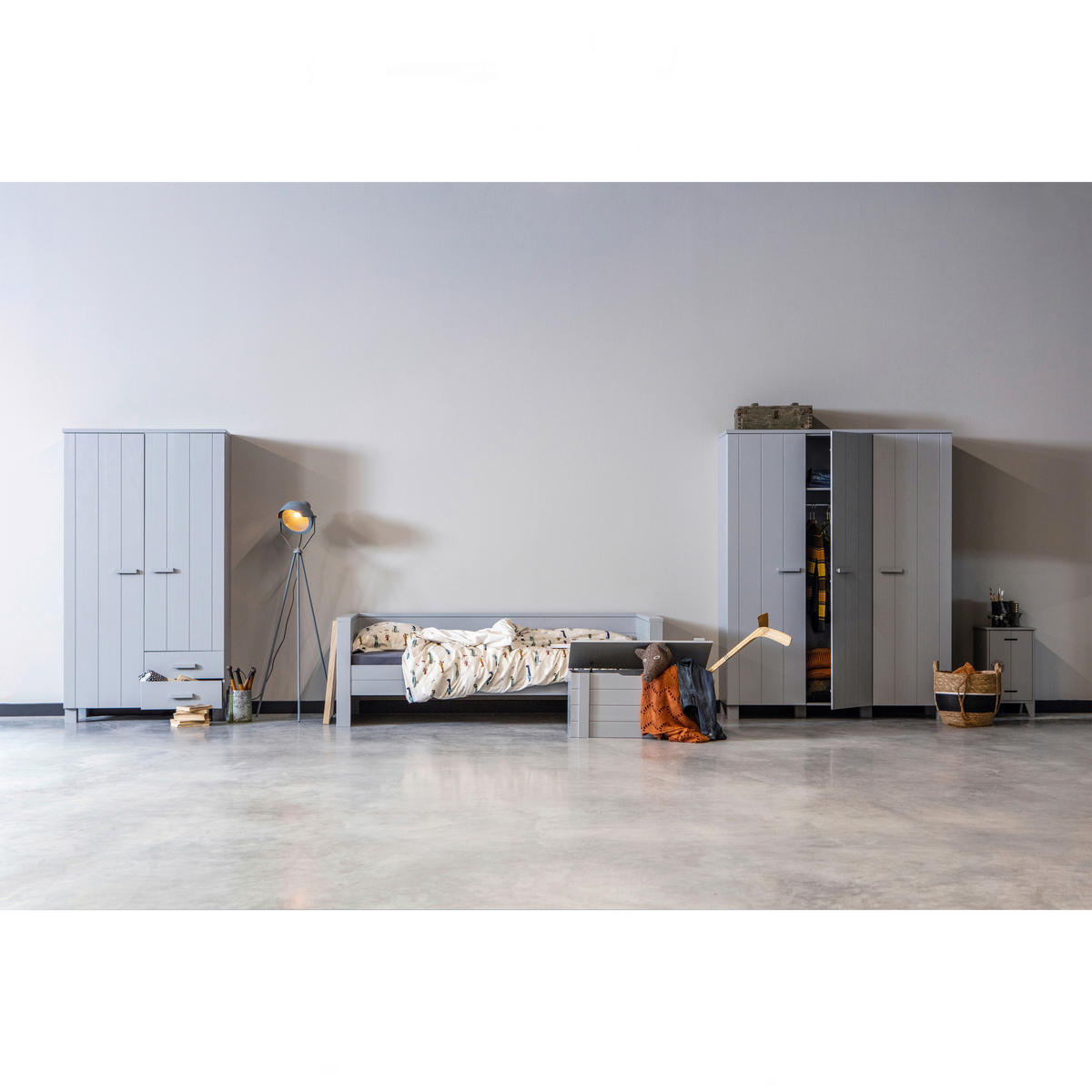 GARDEROBENSCHRANK Dennis  in 111/202/55 cm  - Grau, Design, Holz (111/202/55cm) - Livetastic