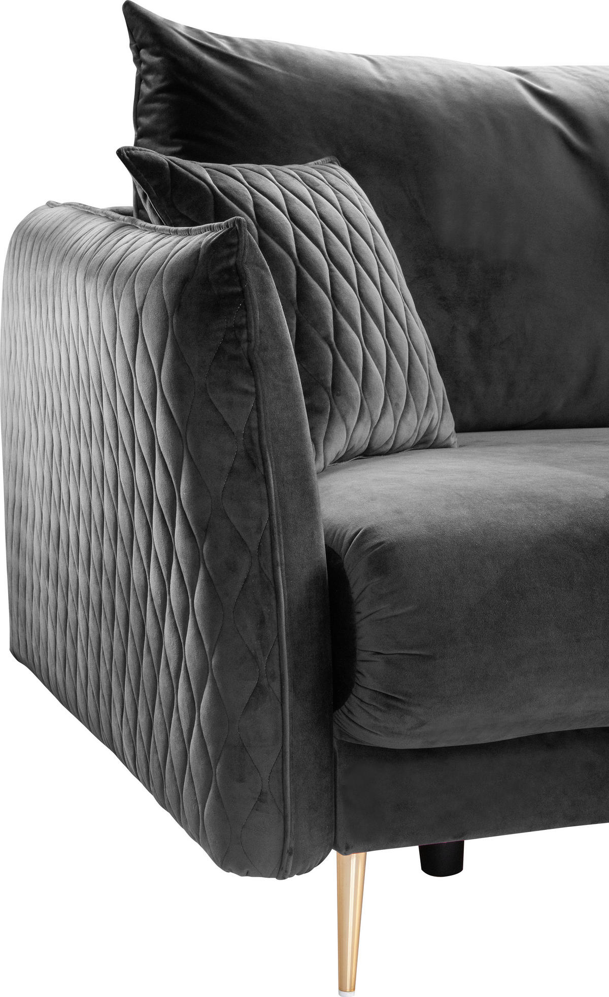 SCHLAFSOFA Samt Grau  - Goldfarben/Grau, Basics, Textil/Metall (235/96/104cm) - MID.YOU