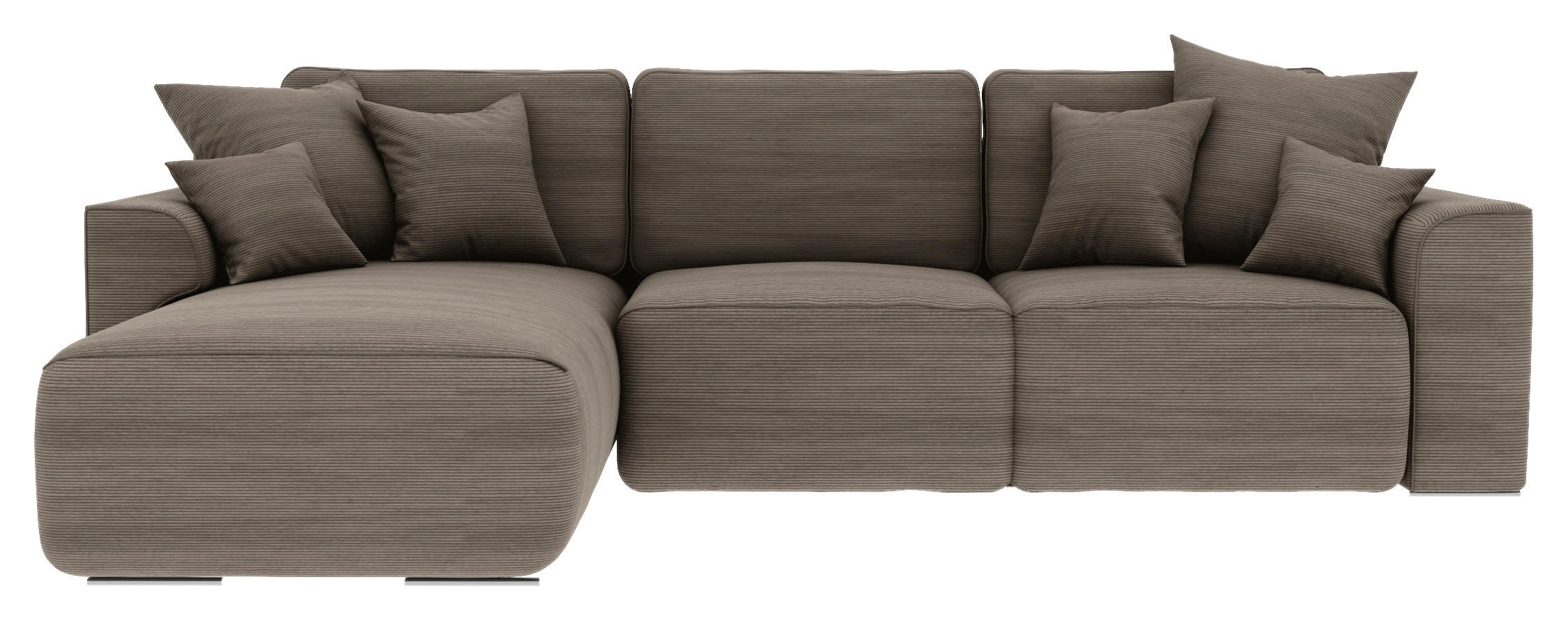 ECKSOFA Taupe Cord  - Taupe/Chromfarben, KONVENTIONELL, Kunststoff/Textil (195/293cm) - Carryhome