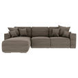 ECKSOFA Taupe Cord  - Taupe/Chromfarben, KONVENTIONELL, Kunststoff/Textil (195/293cm) - Carryhome